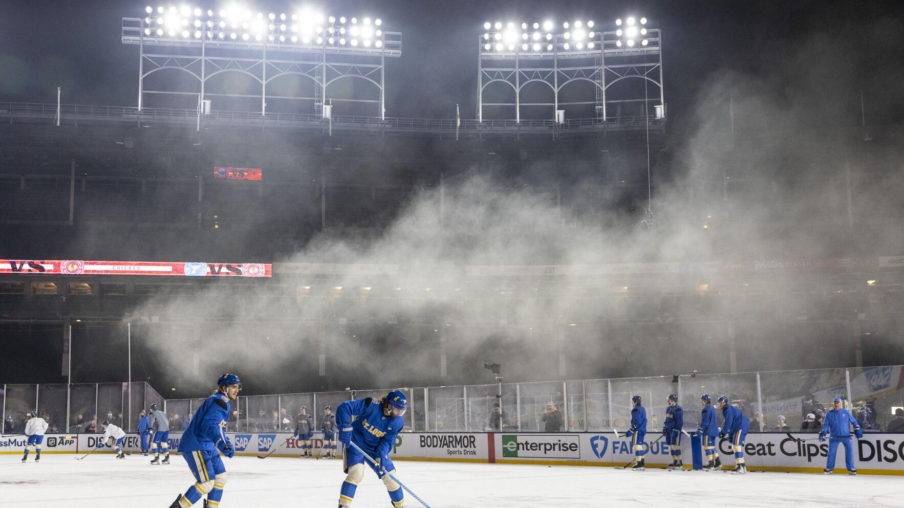 Photos: Blues practice in Wrigley Field ahead of Winter Classic